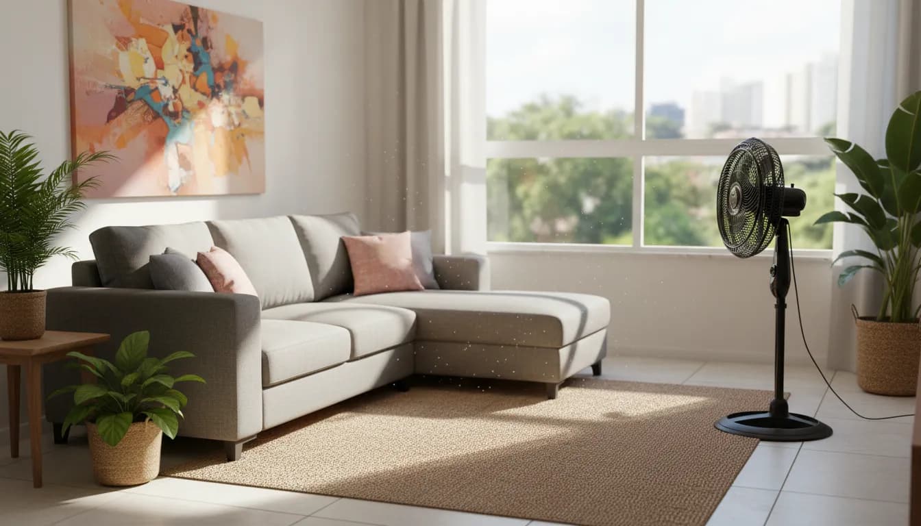 Qual ventilador de coluna cabe em apartamento de 30m² sem atrapalhar a circulação?